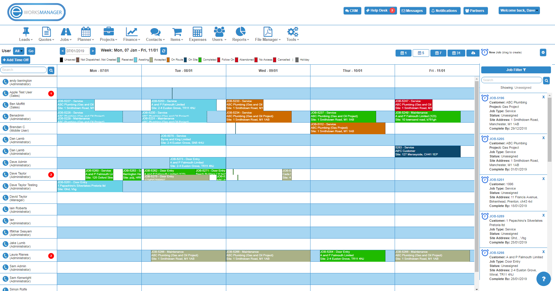 time planning software - Eworks Manager